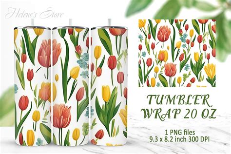 Flowers Pattern Tumbler Wrap Sublimation Graphic By Helenes Store · Creative Fabrica