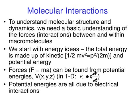 PPT Understanding Molecular Interactions Bonds Forces And Dynamics