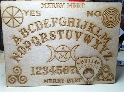 Wooden Ouija Board & Planchette w/ Wiccan Symbols Pentacle | Etsy