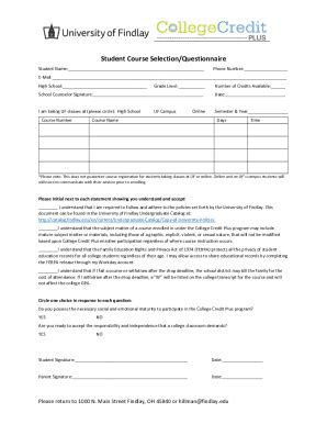 Fillable Online Course Selection Sheet Docx Fax Email Print