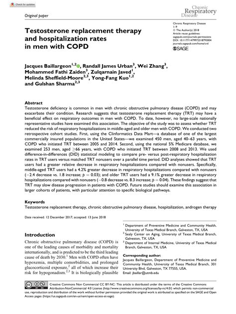 Pdf Testosterone Replacement Therapy And Hospitalization Rates In Men