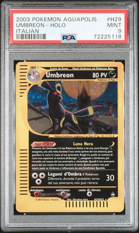 2003 Pokemon Aquapolis H29 Umbreon Holo Italian PSA 9 GameStop