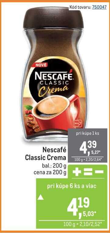 Nescafé Classic Crema 200 g v akcii Zlacnene sk