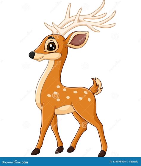 Cute Deer Cartoon Wearing Red Hat Vector Illustration | CartoonDealer ...