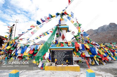 Buddhist Prayer Flags Flapping In The Wind At The Sela Mountain Pass At