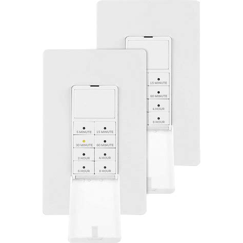 UltraPro, White Honeywell Wall Push-Button Timer Switch 2 Pack, 5-15-30 Minute/1-2-4-6-8 Hour ...