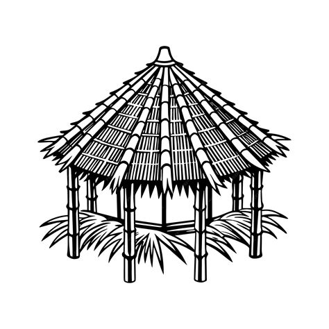 Bamboo Roof Silhouette Vector Illustration Premium Ai Generated Vector