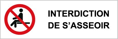 Interdiction de s asseoir P567 étiquettes et panneaux d