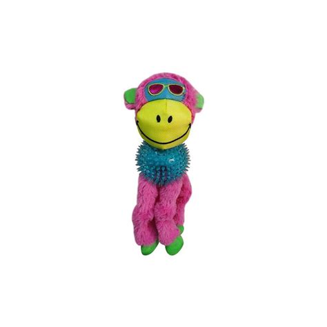 Rockin Plush Dudes W Tpr Ball Dangle Legs Pink Monkey Dog Toy