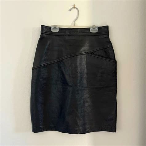 Danier Skirts Vintage Danier Leather Black Leather High Waisted