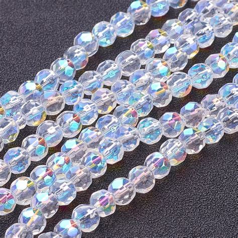 13 Inch Handmade Glass Faceted Round Beads Beadpark