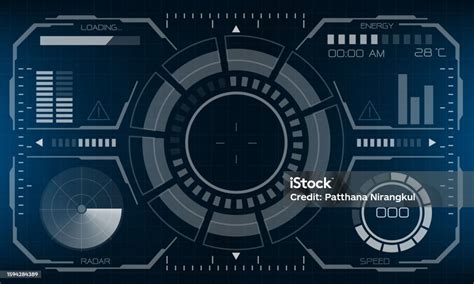 Tampilan Layar Antarmuka Scifi Hud Desain Biru Vektor Tampilan