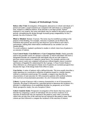 Fillable Online Glossary Of Methodologic Terms Fax Email Print Pdffiller