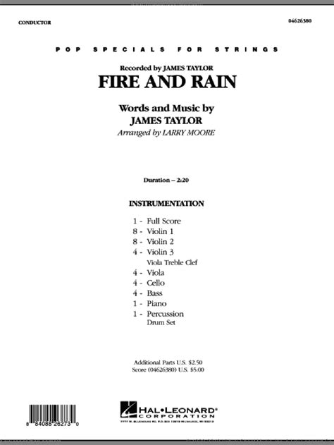 Fire And Rain Sheet Music Complete Collection For Orchestra