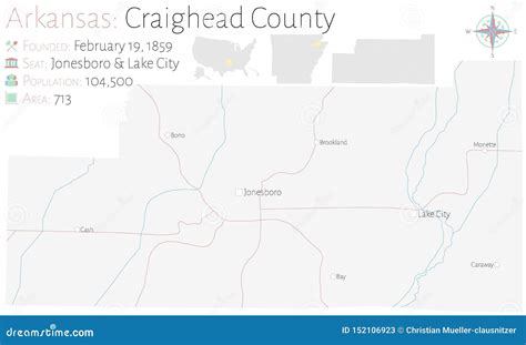 Map Of Craighead County In Arkansas Stock Vector Illustration Of