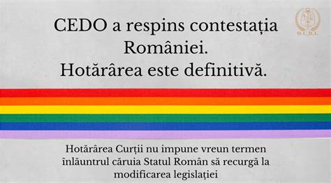 CEDO a respins contestația României în cazul cuplurilor de același sex