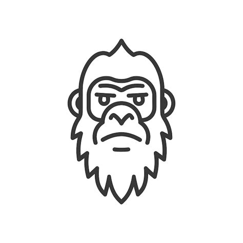 Line Art Illustration Of A Gorillas Face Premium Ai Generated Vector