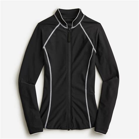 J Crew Long Sleeve Full Zip Rash Guard In Black Lyst