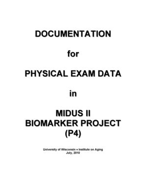 Fillable Online Midus Wisc DOCUMENTATION For PHYSICAL EXAM DATA In