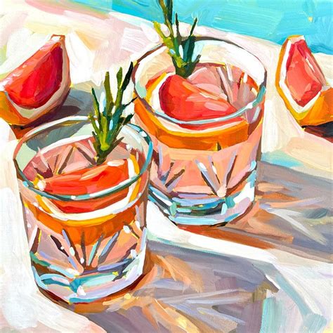 cocktail art print drink painting summer drink art print etsy