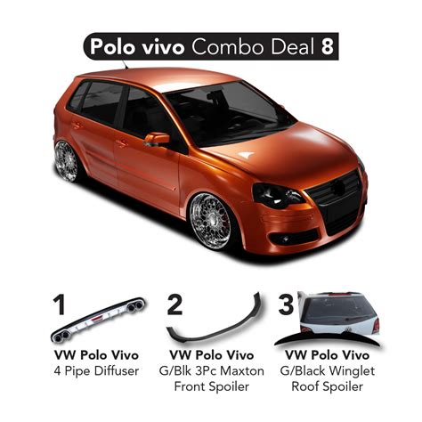 Polo Vivo Combo Deal 8 Vivo 4 Pipe Diffuser Maxton Front Lip