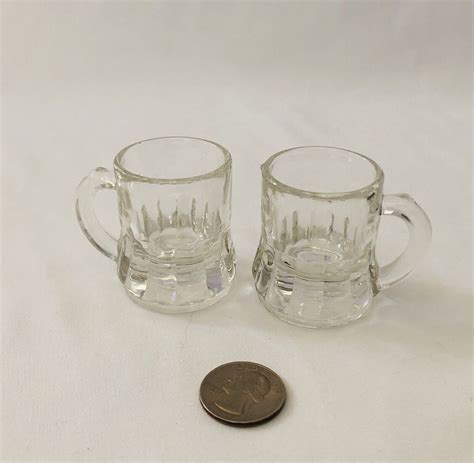 2 Vintage Mini Beer Mug Shot Glasses Federal Clear Glass 1 Ounce Ebay