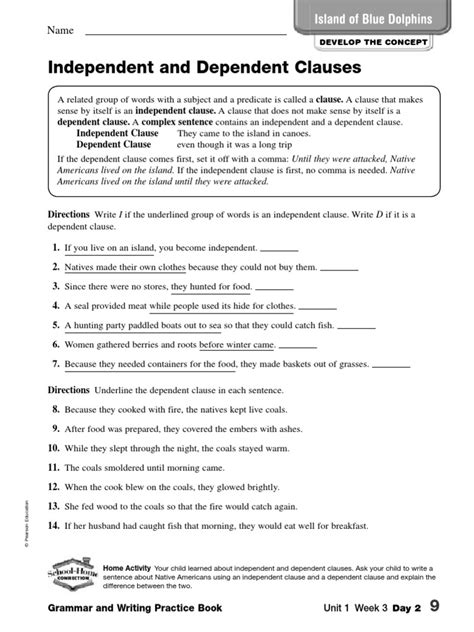 Free Independent Clause And Dependent Clause Worksheet Download Free Independent Clause And