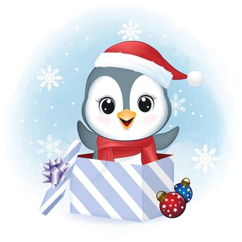 Premium Vector Cute Penguin In T Box Christmas Season