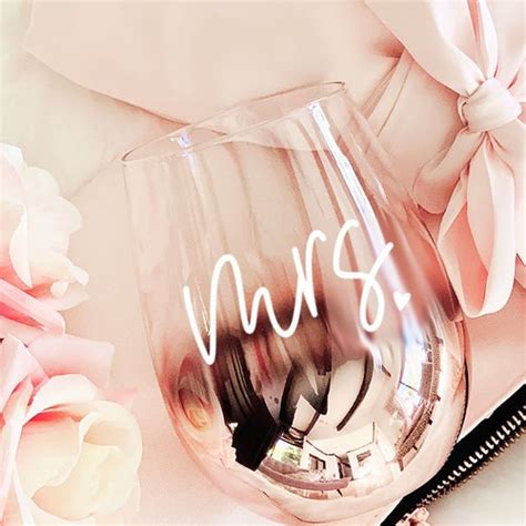 Rose Gold Bride T Bride Wine Glass Mrs Wine Glass Bridal Etsy