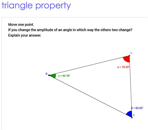 Geogebra Slider That Shows The Sum Of The Interior Angles Of A Triangle Equal 180 Degrees Math