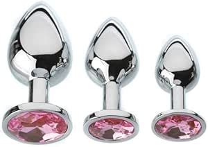 Amazon Adam Eve Metal Gem Piece Anal Plug Set Graduated Sizes Pink Health Household