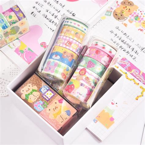 Jual Masking Tape Washi Tape Cartoon Set Rabbit Dan Bear Box Isi