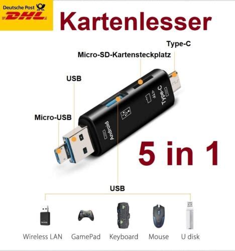 In Usb Typ C Leser Sd Kartenleser Otg Adapter Micro Speicherkarten