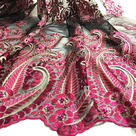 African Tulle Lace Fabric With Beads Yards Nigerian Lace Etsy