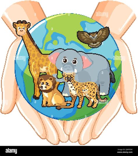 Wild Animals On Earth Planet Illustration Stock Vector Image And Art Alamy