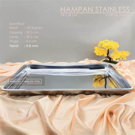 Jual Nampan Baki Stainless Steel Tebal 60x40x4 8cm Kuat Besar Food Tray