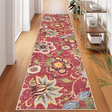 Amazon Beeiva Floral Runners For Hallways Washable Rugs Runners