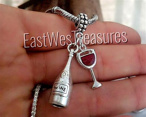 Wine Bottle Glass Charm White Red Wine Bottle Charm Bracelet Etsy