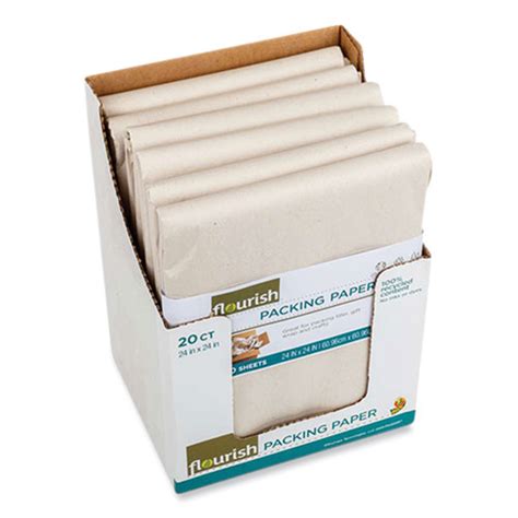 100% Recycled Paper Packing Sheets, 24" x 24", Natural, 20/Pack