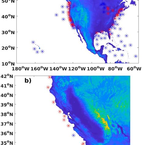 National Data Buoy Center Ndbc Buoy Locations Red And Blue Symbols Download Scientific