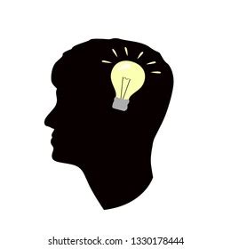 Human Head Silhouette Light Bulb Idea Stock Vector Royalty Free