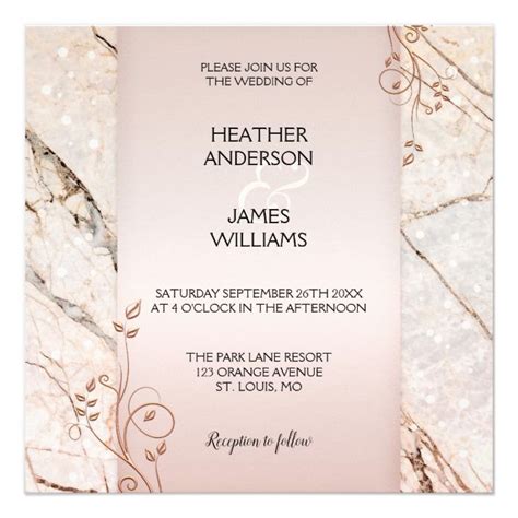 Elegant Rose Gold Marble Floral Wedding Invitation Zazzle Floral