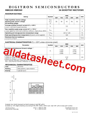 MBR340 Datasheet PDF Digitron Semiconductors