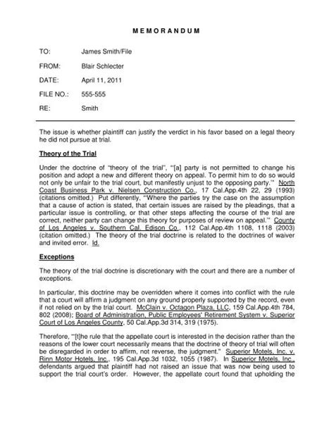 Research Memo Legal Writing And Appeals Homepage