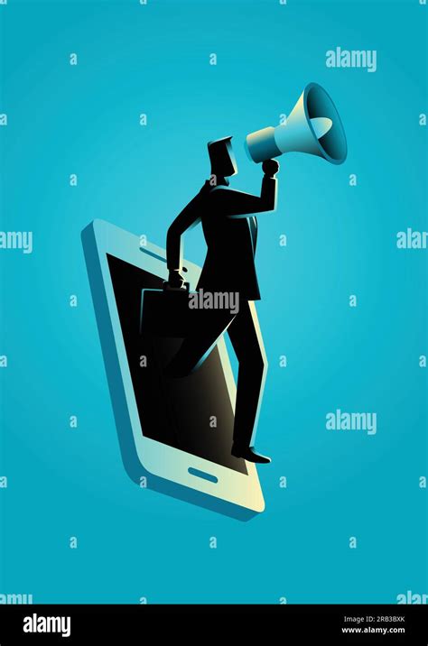 Business Concept Illustration Of A Businessman Holding A Megaphone