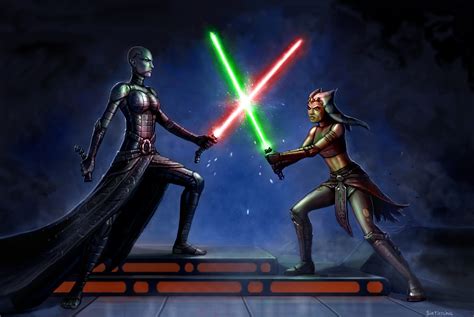 Disney Duel Asajj Vs Ahsoka By Sirtiefling On Deviantart