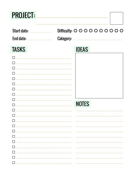 Free Printable Project Planner Template