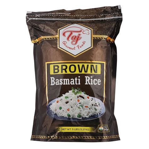 Amazon TAJ Gourmet Brown Basmati Rice Extra Long Grain 5 Pounds