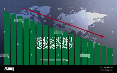 Saudi Arabia Flag On Bar Chart Concept With Decreasing Values Concept