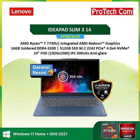 Jual Lenovo Ideapad Slim 3 14abr8 Amd Ryzen 7 7730u Ram 16gb 512gb Ssd